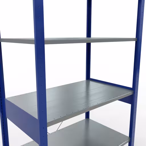 Grundregal, Fachbodenregal Stecksystem MULTIplus85, 2500 x 1000 x 600 mm (HxBxT), 6 Fachböden, Kreuzstrebe, RAL 5010 enzianblau von Schulte Lagertechnik aus der Kategorie Stecksystem