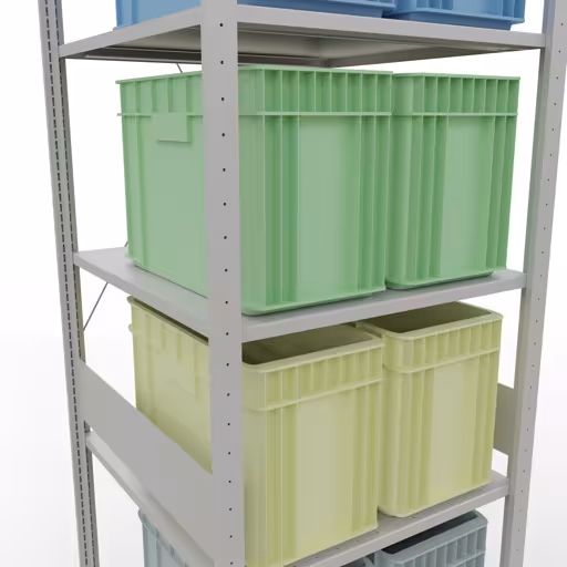 Grundregal, Fachbodenregal Stecksystem MULTIplus150, 3000 x 750 x 800 mm (HxBxT), 7 Fachböden, Kreuzstrebe, RAL 7035 lichtgrau von der Marke Schulte Lagertechnik aus der Produktreihe Stecksystem