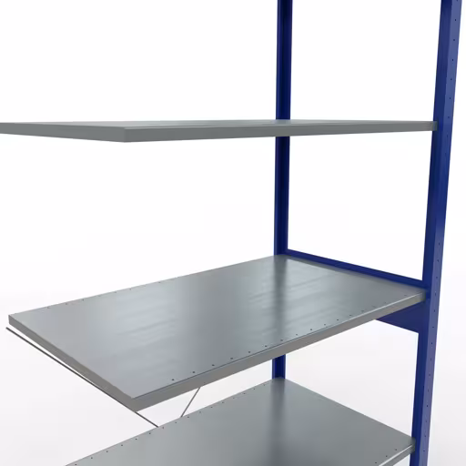 Produktbild Nr.13 des Artikels Anbauregal, Fachbodenregal Stecksystem MULTIplus150, 2500 x 1000 x 600 mm (HxBxT), 6 Fachböden, Kreuzstrebe, RAL 5010/verzinkt aus der Produktreihe Stecksystem von der Marke Schulte Lagertechnik