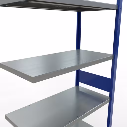 Abbildung Nr 12 des Artikels Anbauregal, Fachbodenregal Stecksystem MULTIplus330, 3000 x 1000 x 500 mm (HxBxT), 7 Fachböden, Längenriegel, RAL 5010 enzianblau/verzinkt aus der Produktgruppe Stecksystem von der Marke Schulte Lagertechnik