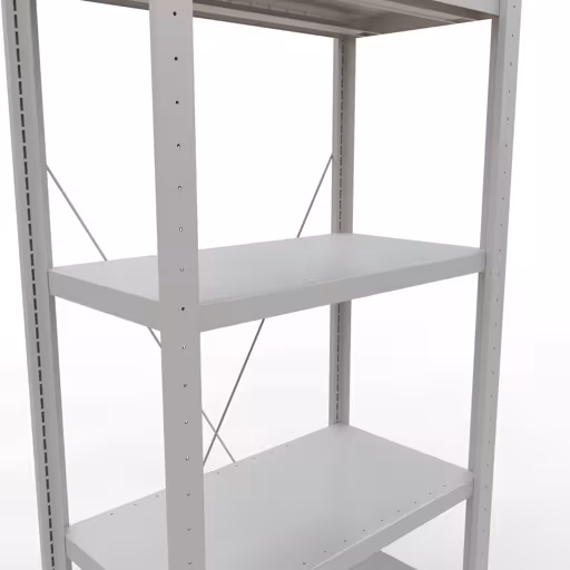 Produktbild Nr 13 des Artikels Grundregal, Fachbodenregal Stecksystem MULTIplus250, 2000 x 750 x 400 mm (HxBxT), 5 Fachböden, Kreuzstrebe, RAL 7035 lichtgrau Abbildung Nr 13 des Artikels Grundregal, Fachbodenregal Stecksystem MULTIplus250, 2000 x 750 x 400 mm (HxBxT), 5 Fachböden, Kreuzstrebe, RAL 7035 lichtgrau aus der Produktgruppe Stecksystem von der Marke Schulte Lagertechnik