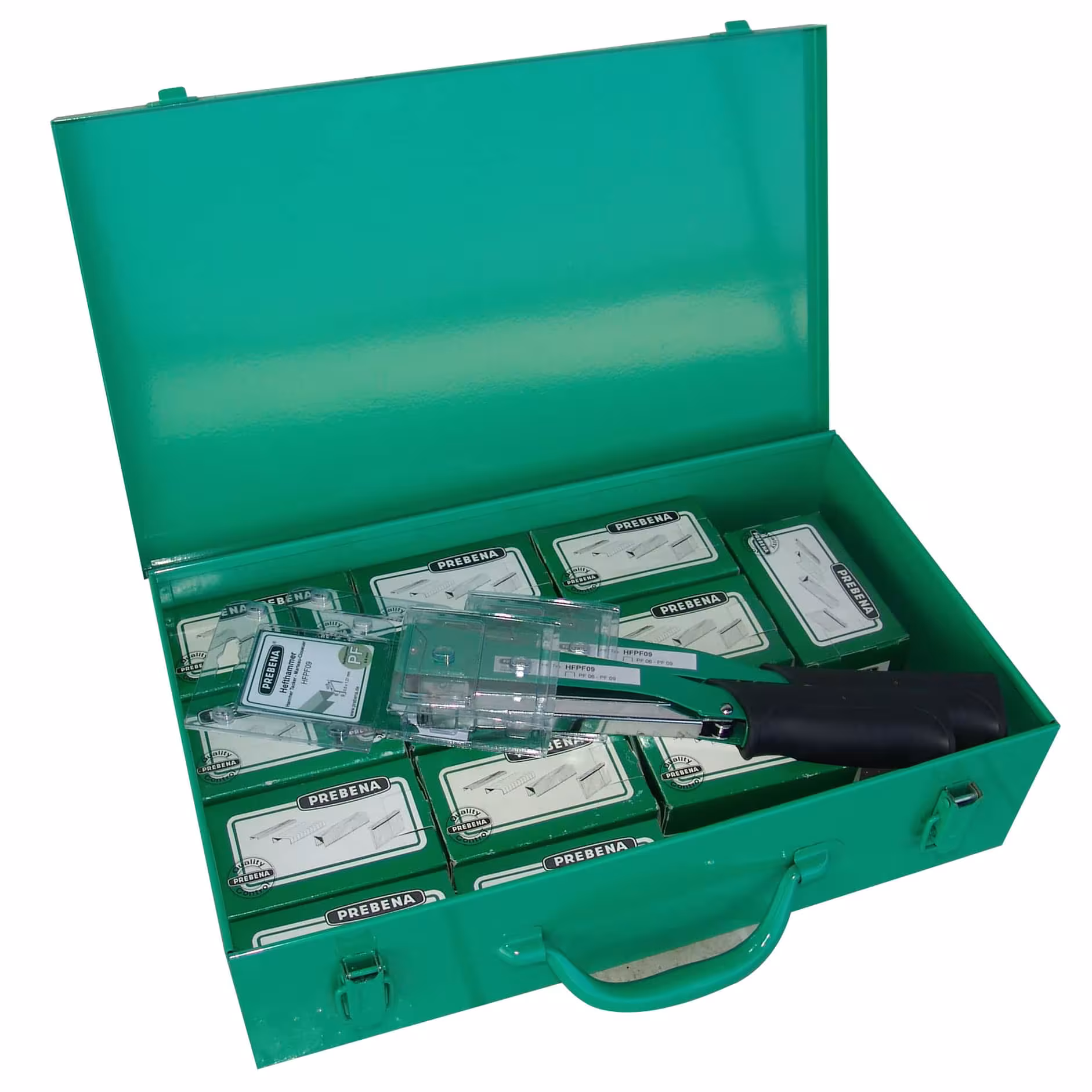 Hefthammer-Kraftpaket HFPF02 - 2x HFPF09 Hefthammer für Heftklammern von 6 - 9 mm + 12x PF09CNK von der Marke Prebena Hefthammer-Kraftpaket HFPF02 - 2x HFPF09 Hefthammer für Heftklammern von 6 - 9 mm + 12x PF09CNK aus der Kategorie Tackern, Nageln, Heften mit der Artikelnummer HFPF02