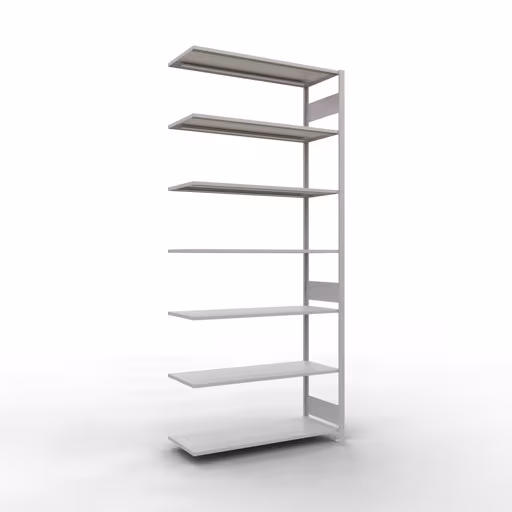 Anbauregal, Fachbodenregal Stecksystem MULTIplus150, 3000 x 1300 x 500 mm (HxBxT), 7 Fachböden, Längenriegel, RAL 7035 lichtgrau aus der Kategorie Anbauregal mit der Artikelnummer 32657-130-LR