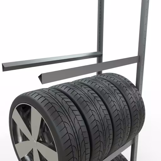 Anbauregal, Räder-/Reifenregal, 2750 x 900 x 400 mm (HxBxT), verzinkt, 4 Lagerebenen á 150 kg Fachlast pro Ebene von Schulte Lagertechnik aus der Kategorie Fachbodenregale