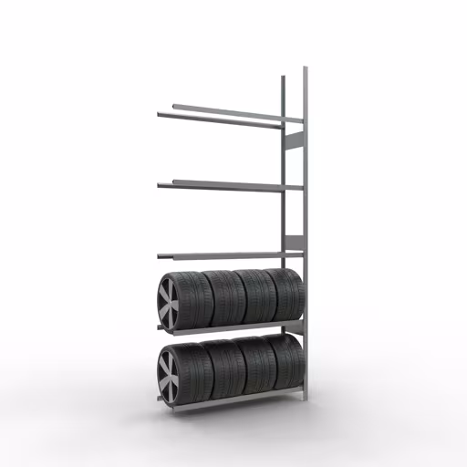 Abbildung Nr 12 des Artikels Anbauregal, Räder-/Reifenregal, 3500 x 1500 x 400 mm, verzinkt, 5 Lagerebenen á 150 kg Fachlast pro Ebene aus der Produktgruppe Fachbodenregale von der Marke Schulte Lagertechnik
