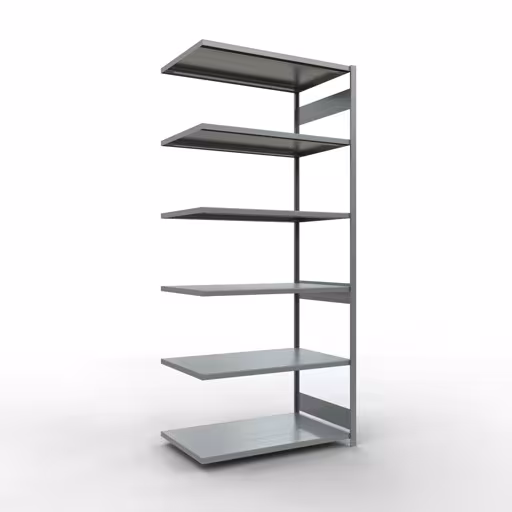 Anbauregal, Fachbodenregal Stecksystem MULTIplus250, 3000 x 1300 x 800 mm (HxBxT), 7 Fachböden, Längenriegel, verzinkt aus der Kategorie Anbauregal mit der Artikelnummer 12987-130-LR