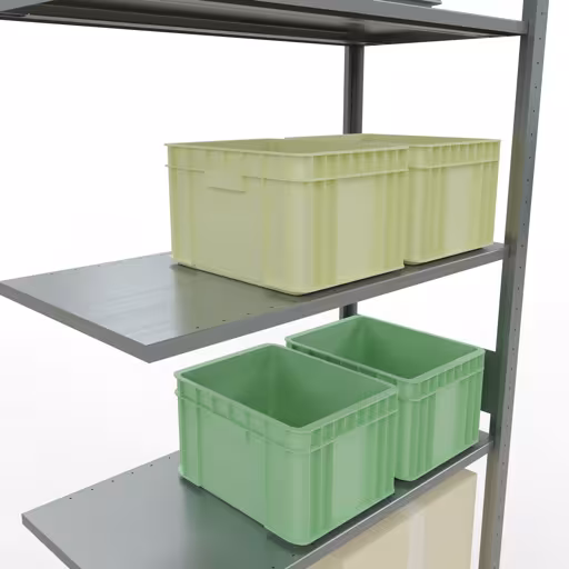 Abbildung Nr 12 des Artikels Anbauregal, Fachbodenregal Stecksystem MULTIplus85, 3000 x 1000 x 500 mm (HxBxT), 7 Fachböden, Längenriegel, verzinkt aus der Produktgruppe Stecksystem von der Marke Schulte Lagertechnik