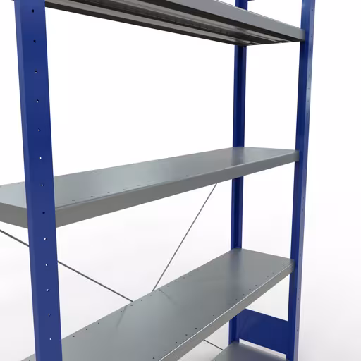 Abbildung Nr 11 des Artikels Grundregal, Fachbodenregal Stecksystem MULTIplus250, 2000 x 1300 x 300 mm (HxBxT), 5 Fachböden, Kreuzstrebe, RAL 5010 enzianblau/verzinkt aus der Produktgruppe Stecksystem von der Marke Schulte Lagertechnik