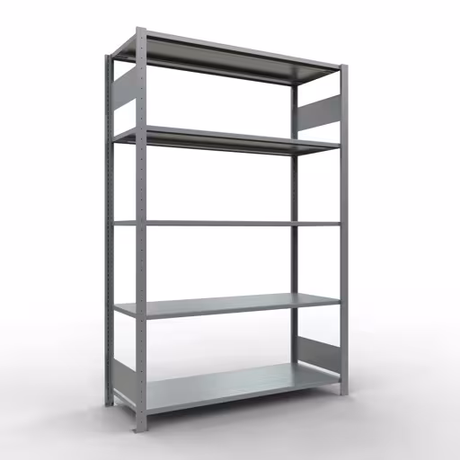 Grundregal, Fachbodenregal Stecksystem MULTIplus150, 2000 x 1300 x 500 mm (HxBxT), 5 Fachböden, Längenriegel, verzinkt aus der Kategorie Grundregal mit der Artikelnummer 12750-130-LR