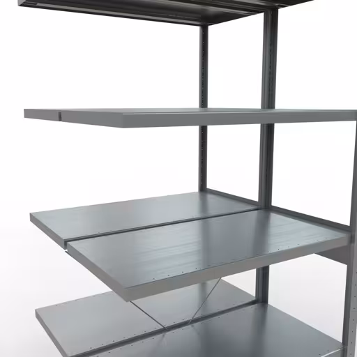 Produktbild Nr.12 des Artikels Anbauregal, Doppelregal, Fachbodenregal Stecksystem MULTIplus250, 2500 x 1000 x (2x500) mm (HxBxT), 2x6 Fachböden, Kreuzstrebe, verzinkt aus der Produktreihe Fachbodenregale von der Marke Schulte Lagertechnik