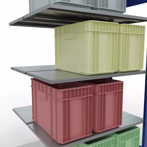 Anbauregal, Doppelregal, Fachbodenregal Stecksystem MULTIplus150, 2000 x 1000 x (2x500) mm (HxBxT), 2x5 Fachböden, Längenriegel, RAL 5010 enzianblau von der Marke Schulte Lagertechnik aus der Produktreihe Fachbodenregale