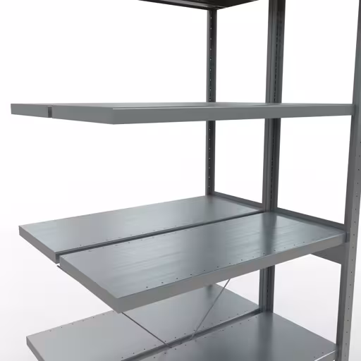 Zusatzbild des Artikels Anbauregal, Doppelregal, Fachbodenregal Stecksystem MULTIplus250, 2500 x 1000 x (2x400) mm (HxBxT), 2x6 Fachböden, Kreuzstrebe, verzinkt aus Doppelregale