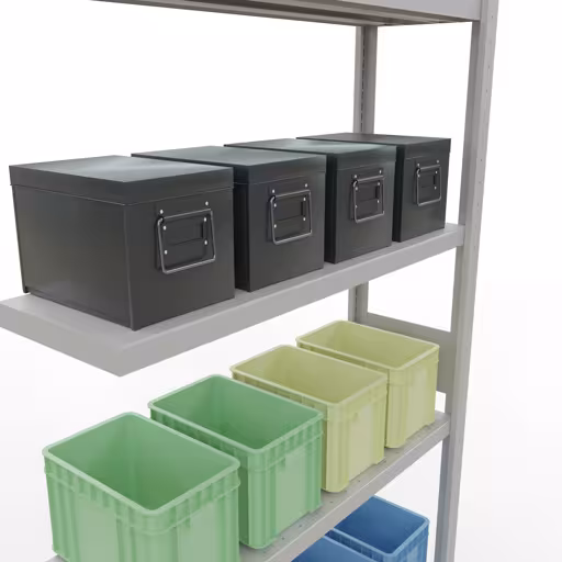 Abbildung Nr 13 des Artikels Anbauregal, Fachbodenregal Stecksystem MULTIplus330, 3000 x 1000 x 300 mm (HxBxT), 7 Fachböden, Längenriegel, RAL 7035 lichtgrau aus der Produktgruppe Stecksystem von der Marke Schulte Lagertechnik
