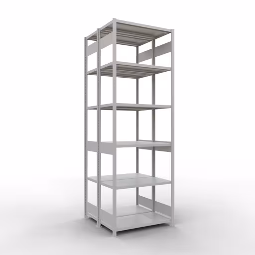 Grundregal, Doppelregal, Fachbodenregal Stecksystem MULTIplus250, 3000 x 1000 x (2x500) mm (HxBxT), 2x7 Fachböden, Längenriegel, RAL 7035 lichtgrau aus der Kategorie Doppelregale mit der Artikelnummer 33252