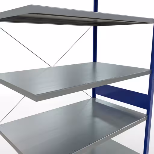 Produktbild Nr 15 des Artikels Anbauregal, Fachbodenregal Stecksystem MULTIplus250, 3000 x 1300 x 800 mm (HxBxT), 7 Fachböden, Kreuzstrebe, RAL 5010 enzianblau/verzinkt Abbildung Nr 15 des Artikels Anbauregal, Fachbodenregal Stecksystem MULTIplus250, 3000 x 1300 x 800 mm (HxBxT), 7 Fachböden, Kreuzstrebe, RAL 5010 enzianblau/verzinkt aus der Produktgruppe Stecksystem von der Marke Schulte Lagertechnik