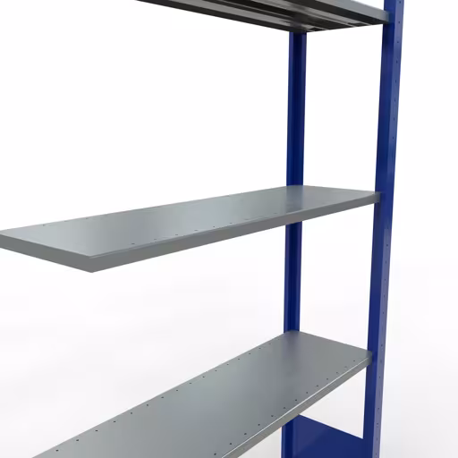 Abbildung Nr 11 des Artikels Anbauregal, Fachbodenregal Stecksystem MULTIplus85, 2000 x 1000 x 300 mm (HxBxT), 5 Fachböden, Längenriegel, RAL 5010 enzianblau aus der Produktgruppe Stecksystem von der Marke Schulte Lagertechnik