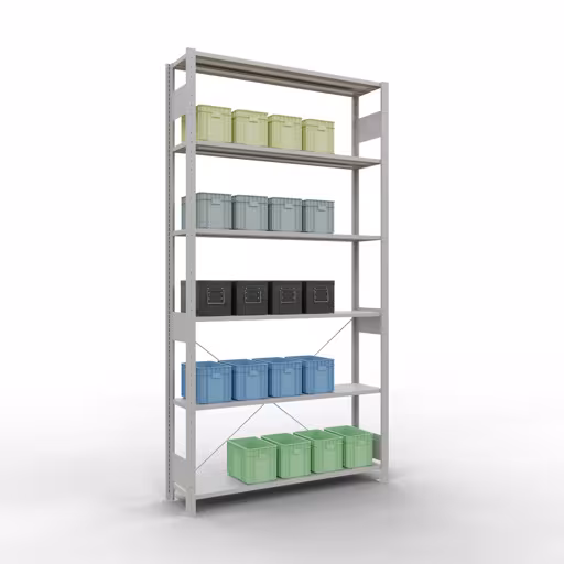 Andere Ansicht des Artikels Stecksystem Grundregal 2500x1300x300 mm, Typ 150 kg, lichtgrau aus der Kategorie Stecksystem