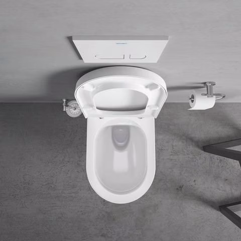 Duravit Wand-WC-Set ME by Starck, rimless, Durafix Tiefspüler, weiß, inklusive WC-Sitz mit Absenkautomatik