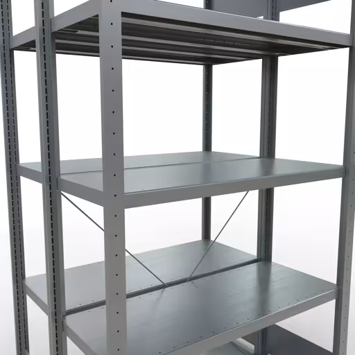 Grundregal, Doppelregal, Fachbodenregal Stecksystem MULTIplus250, 2000 x 1000 x (2x400) mm (HxBxT), 2x5 Fachböden, Kreuzstrebe, verzinkt von Schulte Lagertechnik mit der Artikelnr. 14240-G