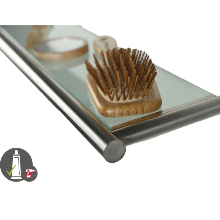 AXIAL Glasablage Edelstahl Glas - zum KLEBEN oder BOHREN