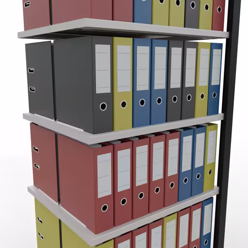 Produktbild Nr 12 des Artikels Anbauregal, Büro-Fachbodenregal Stecksystem MULTIplus150, 2300 x 750 x 600 mm (HxBxT), 7 Fachböden, Längenriegel, ohne Mittelanschlag, schwarz/lichtgrau Abbildung Nr 12 des Artikels Anbauregal, Büro-Fachbodenregal Stecksystem MULTIplus150, 2300 x 750 x 600 mm (HxBxT), 7 Fachböden, Längenriegel, ohne Mittelanschlag, schwarz/lichtgrau aus der Produktgruppe Büroregale von der Marke Schulte Lagertechnik