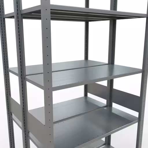 Abbildung Nr 16 des Artikels Grundregal, Doppelregal, Fachbodenregal Stecksystem MULTIplus150, 3000 x 1000 x (2x400) mm (HxBxT), 2x7 Fachböden, Längenriegel, verzinkt aus der Produktgruppe Fachbodenregale von der Marke Schulte Lagertechnik