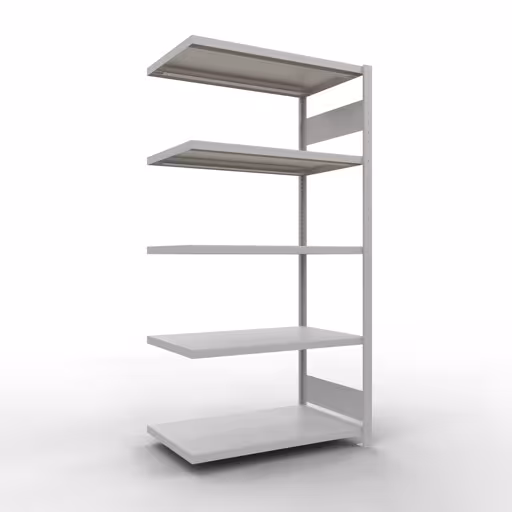 Abbildung Nr 12 des Artikels Anbauregal, Fachbodenregal Stecksystem MULTIplus250, 2000 x 1000 x 600 mm (HxBxT), 5 Fachböden, Längenriegel, RAL 7035 lichtgrau aus der Produktgruppe Stecksystem von der Marke Schulte Lagertechnik