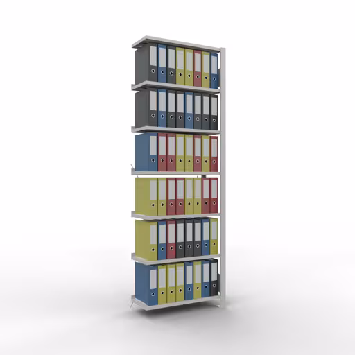 Produktbild Nr 12 des Artikels Anbauregal, Büro-Fachbodenregal Stecksystem MULTIplus85, 2300 x 750 x 300 mm (HxBxT), 7 Fachböden, Kreuzstrebe, mit Anschlagleiste, lichtgrau Abbildung Nr 12 des Artikels Anbauregal, Büro-Fachbodenregal Stecksystem MULTIplus85, 2300 x 750 x 300 mm (HxBxT), 7 Fachböden, Kreuzstrebe, mit Anschlagleiste, lichtgrau aus der Produktgruppe Büroregale von der Marke Schulte Lagertechnik