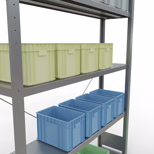 Produktbild Nr 11 des Artikels Stecksystem Grundregal 2000x1300x300 mm, Typ 250 kg, verzinkt Abbildung Nr 11 des Artikels Stecksystem Grundregal 2000x1300x300 mm, Typ 250 kg, verzinkt aus der Produktgruppe Stecksystem von der Marke Schulte Lagertechnik