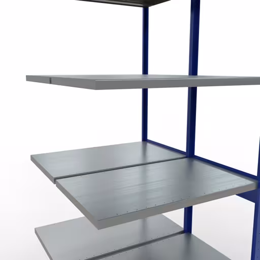 Produktbild Nr.13 des Artikels Anbauregal, Doppelregal, Fachbodenregal Stecksystem MULTIplus250, 3000 x 1000 x (2x600) mm (HxBxT), 2x7 Fachböden, Längenriegel, RAL 5010 enzianblau aus der Produktreihe Fachbodenregale von der Marke Schulte Lagertechnik