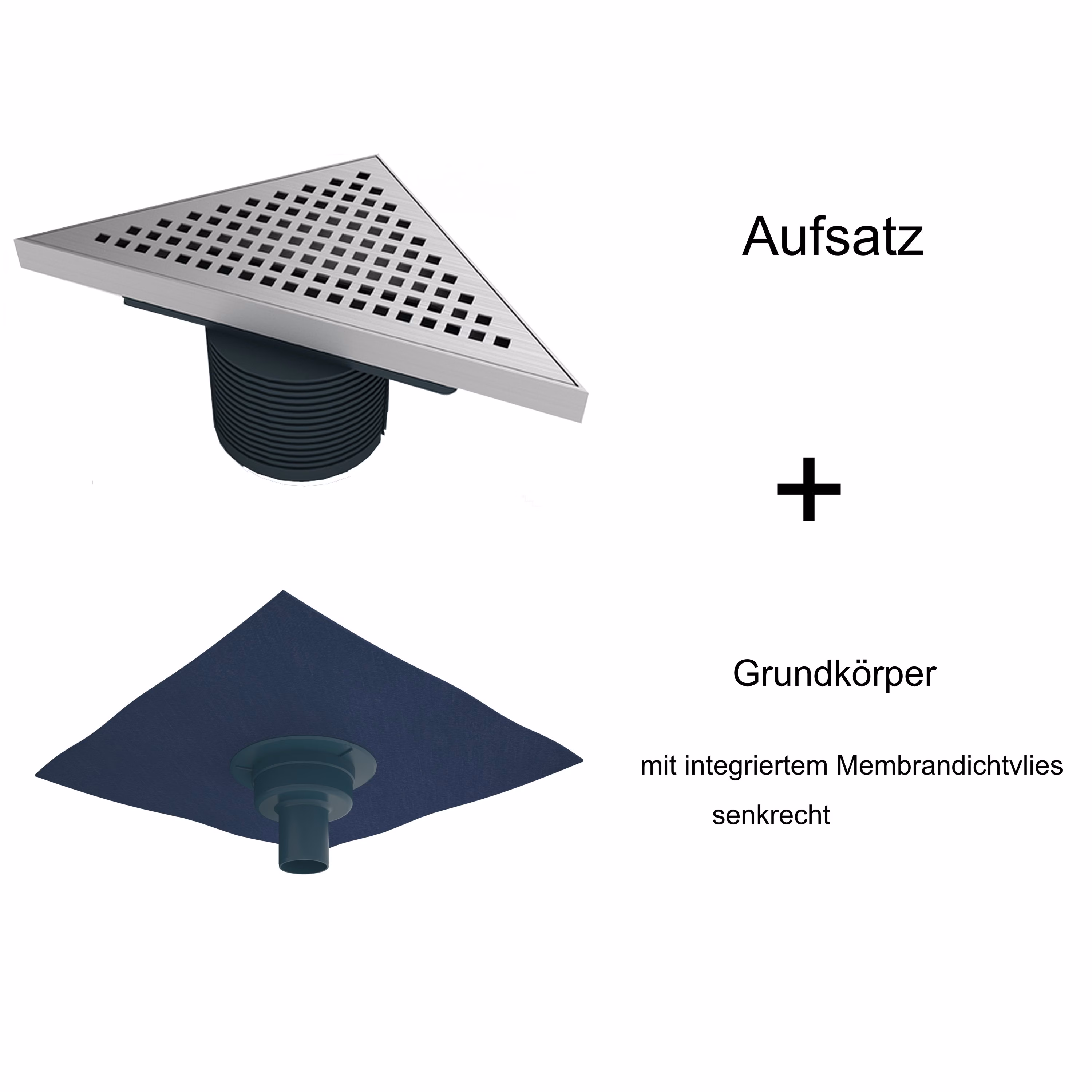 Ohne Text 3963915 MERT Bodenablauf Design "DREIECK KARE" 215x215x304mm