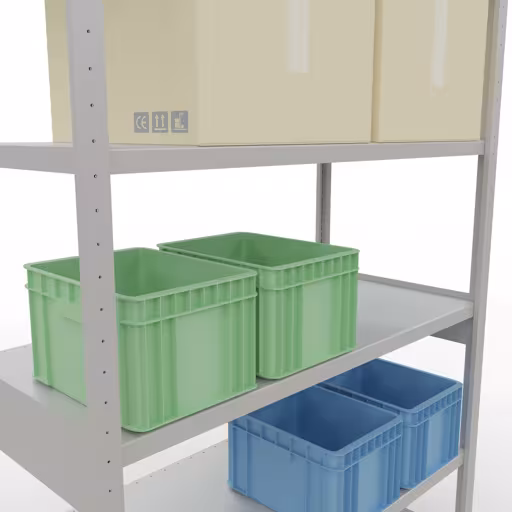 Abbildung Nr 15 des Artikels Grundregal, Fachbodenregal Stecksystem MULTIplus250, 2500 x 1300 x 600 mm (HxBxT), 6 Fachböden, Längenriegel, RAL 7035 lichtgrau aus der Produktgruppe Stecksystem von der Marke Schulte Lagertechnik