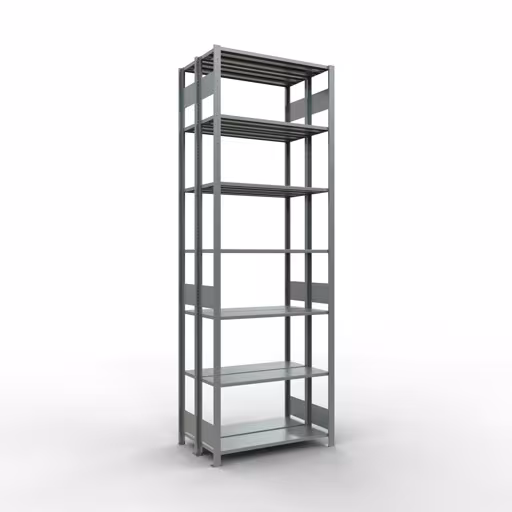 Grundregal, Doppelregal, Fachbodenregal Stecksystem MULTIplus150, 3000 x 1000 x (2x300) mm (HxBxT), 2x7 Fachböden, Längenriegel, verzinkt aus der Kategorie Doppelregale mit der Artikelnummer 17832