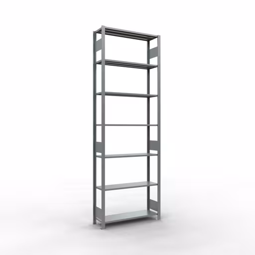 Grundregal, Fachbodenregal Stecksystem MULTIplus85, 3000 x 1000 x 300 mm (HxBxT), 7 Fachböden, Längenriegel, verzinkt aus der Kategorie Grundregal mit der Artikelnummer 13132-LR