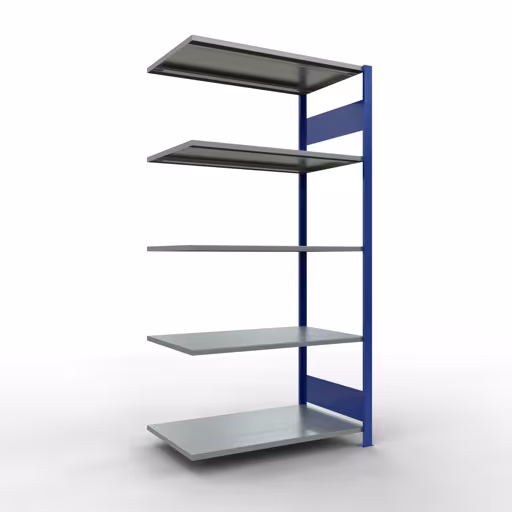 Anbauregal, Fachbodenregal Stecksystem MULTIplus85, 2000 x 1000 x 600 mm (HxBxT), 5 Fachböden, Längenriegel, RAL 5010 enzianblau aus der Kategorie Anbauregal mit der Artikelnummer 13165-LR-B