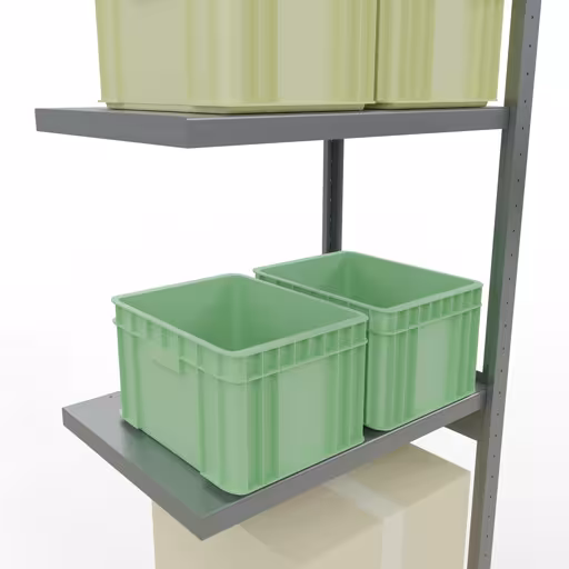Abbildung Nr 15 des Artikels Anbauregal, Fachbodenregal Stecksystem MULTIplus250, 3000 x 750 x 500 mm (HxBxT), 7 Fachböden, Längenriegel, verzinkt aus der Produktgruppe Stecksystem von der Marke Schulte Lagertechnik