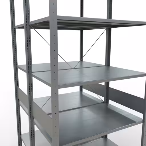 Produktbild Nr 12 des Artikels Grundregal, Doppelregal, Fachbodenregal Stecksystem MULTIplus150, 3000 x 1000 x (2x1200) mm (HxBxT), 2x7 Fachböden, Kreuzstrebe, verzinkt Abbildung Nr 12 des Artikels Grundregal, Doppelregal, Fachbodenregal Stecksystem MULTIplus150, 3000 x 1000 x (2x1200) mm (HxBxT), 2x7 Fachböden, Kreuzstrebe, verzinkt aus der Produktgruppe Fachbodenregale von der Marke Schulte Lagertechnik