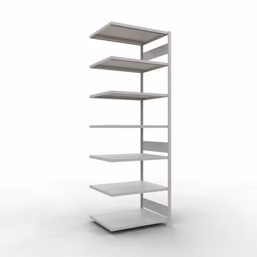Anbauregal, Fachbodenregal Stecksystem MULTIplus330, 3000 x 1000 x 800 mm (HxBxT), 7 Fachböden, Längenriegel, RAL 7035 lichtgrau aus der Kategorie Anbauregal mit der Artikelnummer 33887-LR