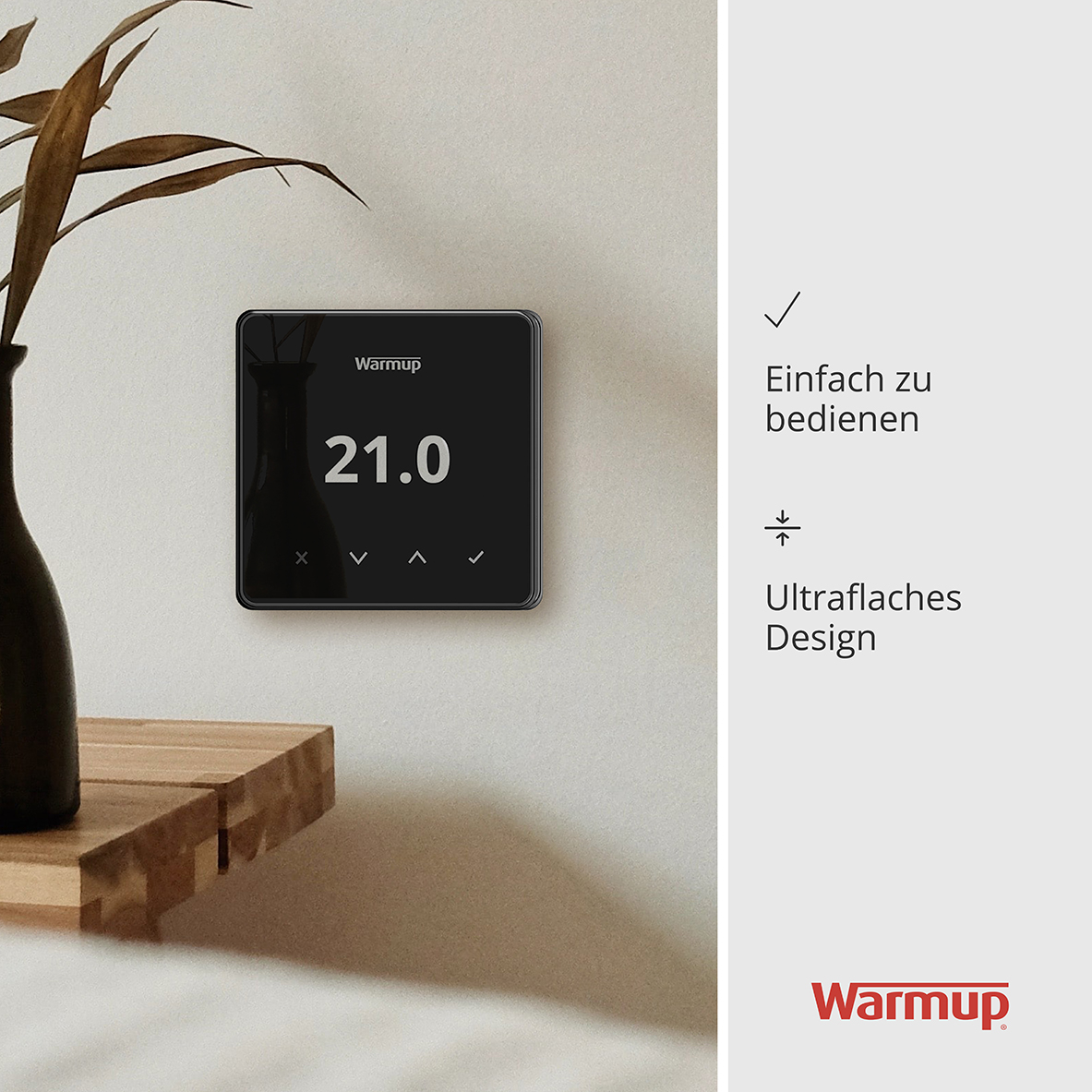 Warmup Smartes Element WLAN Thermostat schwarz inklusive Bodenfühler