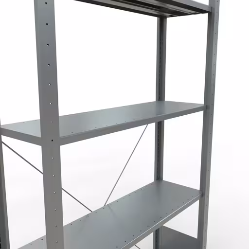 Grundregal, Fachbodenregal Stecksystem MULTIplus150, 2000 x 1000 x 300 mm (HxBxT), 5 Fachböden, Kreuzstrebe, verzinkt - Expressline von Schulte Lagertechnik mit der Artikelnr. 12730-K