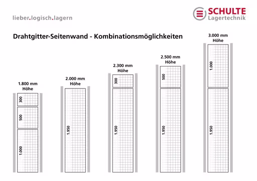 Drahtgitter-Seitenwand 500 x 400 mm (H x T), glanzverzinkt von Schulte Lagertechnik aus der Kategorie Schraubsystem