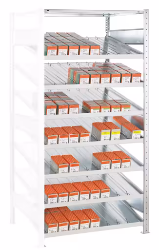 Anbauregal, Kanbanregal MULTIplus150, 2000 x 1000 x 800 mm (HxBxT), verzinkt, 7+1 Fachböden, mit Trenn- und Seitenführungen aus der Kategorie Kanbanregale mit der Artikelnummer 13651