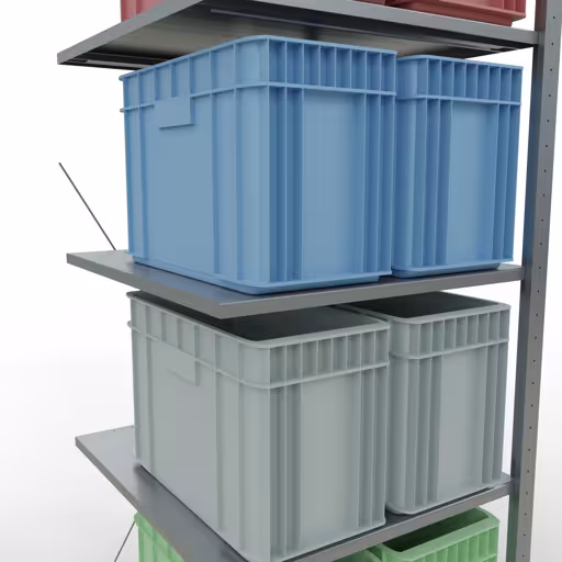 Produktbild Nr.8 des Artikels Anbauregal, Fachbodenregal Stecksystem MULTIplus150, 2000 x 750 x 800 mm (HxBxT), 5 Fachböden, Kreuzstrebe, verzinkt aus der Produktreihe Stecksystem von der Marke Schulte Lagertechnik