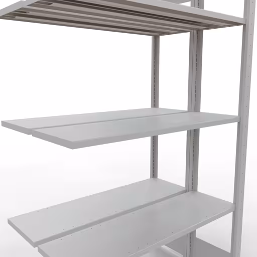 Produktbild Nr.7 des Artikels Anbauregal, Doppelregal, Fachbodenregal Stecksystem MULTIplus150, 2000 x 1000 x (2x300) mm (HxBxT), 2x5 Fachböden, Längenriegel, RAL 7035 lichtgrau aus der Produktreihe Fachbodenregale von der Marke Schulte Lagertechnik
