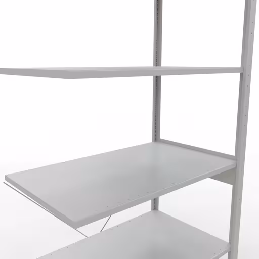 Produktbild Nr.14 des Artikels Anbauregal, Eckregal (Feld C) 2500 x 1000 x 600, 6 Fachböden, Kreuzstrebe, RAL 7035 lichtgrau aus der Produktreihe Fachbodenregale von der Marke Schulte Lagertechnik