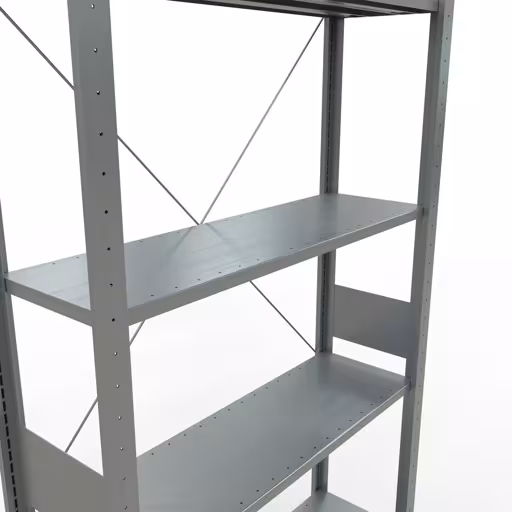 Grundregal, Fachbodenregal Stecksystem MULTIplus85, 3000 x 1000 x 300 mm (HxBxT), 7 Fachböden, Kreuzstrebe, verzinkt von Schulte Lagertechnik aus der Kategorie Stecksystem