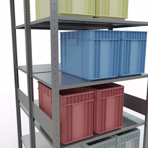 Abbildung Nr 15 des Artikels Grundregal, Doppelregal, Fachbodenregal Stecksystem MULTIplus150, 3000 x 1000 x (2x600) mm (HxBxT), 2x7 Fachböden, Längenriegel, verzinkt aus der Produktgruppe Fachbodenregale von der Marke Schulte Lagertechnik