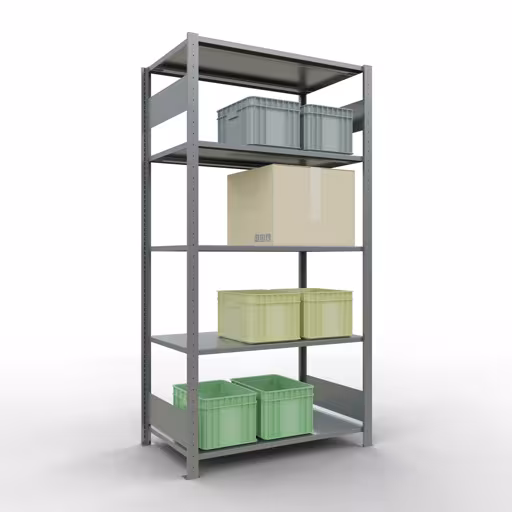 Abbildung Nr 8 des Artikels Grundregal, Fachbodenregal Stecksystem MULTIplus85, 2000 x 1000 x 600 mm (HxBxT), 5 Fachböden, Längenriegel, verzinkt aus der Produktgruppe Stecksystem von der Marke Schulte Lagertechnik