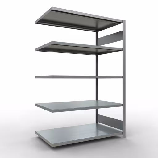 Anbauregal, Fachbodenregal Stecksystem MULTIplus250, 2000 x 1300 x 800 mm (HxBxT), 5 Fachböden, Längenriegel, verzinkt aus der Kategorie Anbauregal mit der Artikelnummer 12985-130-LR