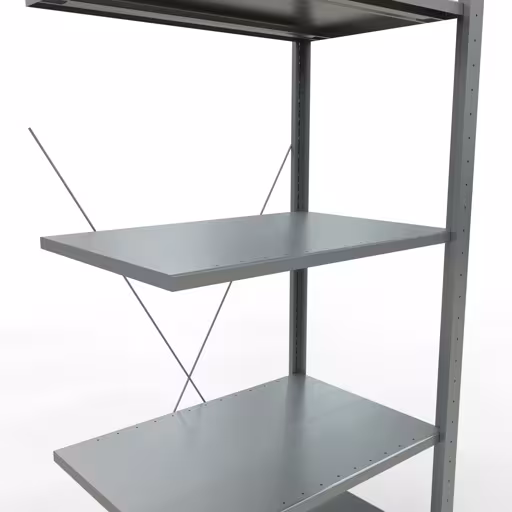 Zusatzbild des Artikels Anbauregal, Fachbodenregal Stecksystem MULTIplus150, 2000 x 750 x 500 mm (HxBxT), 5 Fachböden, Kreuzstrebe, verzinkt Zusatzbild des Artikels Anbauregal, Fachbodenregal Stecksystem MULTIplus150, 2000 x 750 x 500 mm (HxBxT), 5 Fachböden, Kreuzstrebe, verzinkt aus Anbauregal